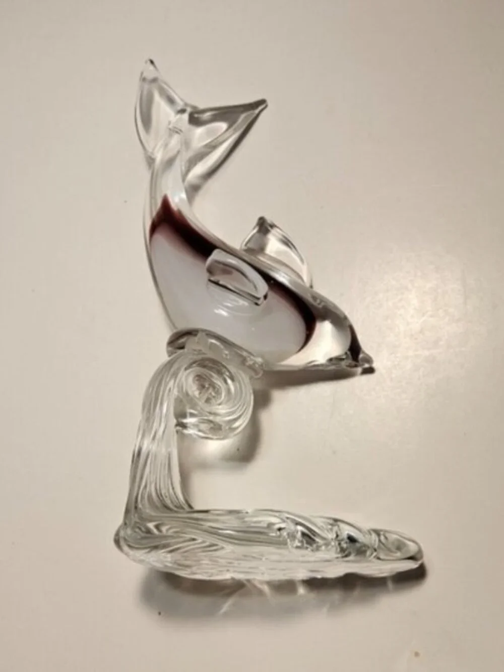 Glass Art Of Dolphin On Wave Excellent Condition 8.5